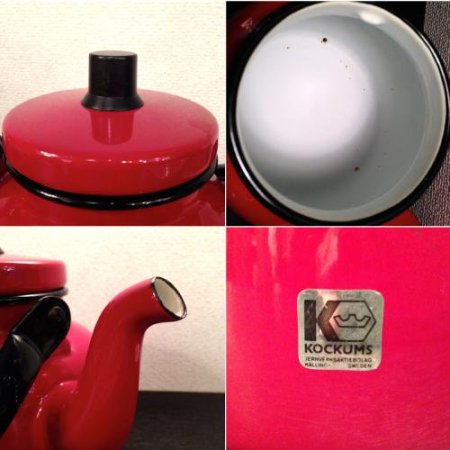 ◎Sweden "Kockums" Vintage Enamel Kettle / スウェーデン "コクムス" ホーロー ケトル (Red)