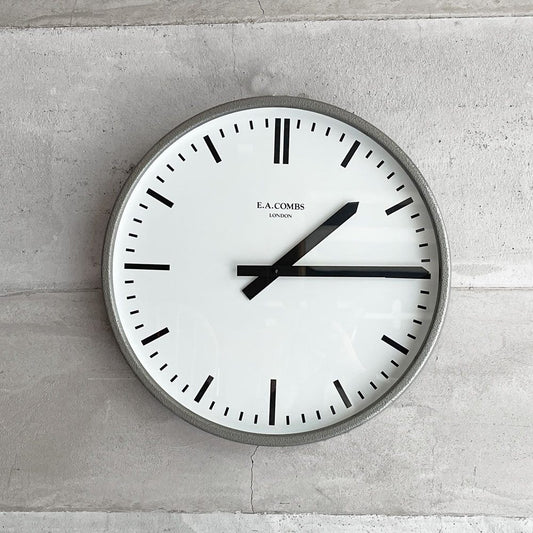 パシフィックファニチャーサービス PACIFIC FURNITURE SERVICE ウォールクロック E.A.COMBS 壁掛け時計 スチール製 シルバー インダストリアル ♪