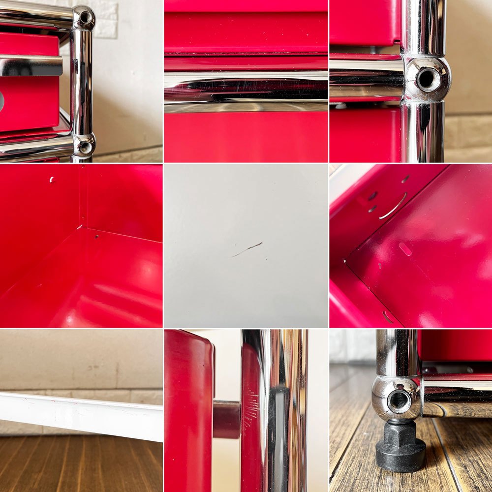 ユーエスエムハラー USM Haller モジュラーファニチャー Modular Furniture ハラーシステム デスクキャビネット 3ドロワー ルビーレッド トレイ付 本体定価¥242,004- ◎