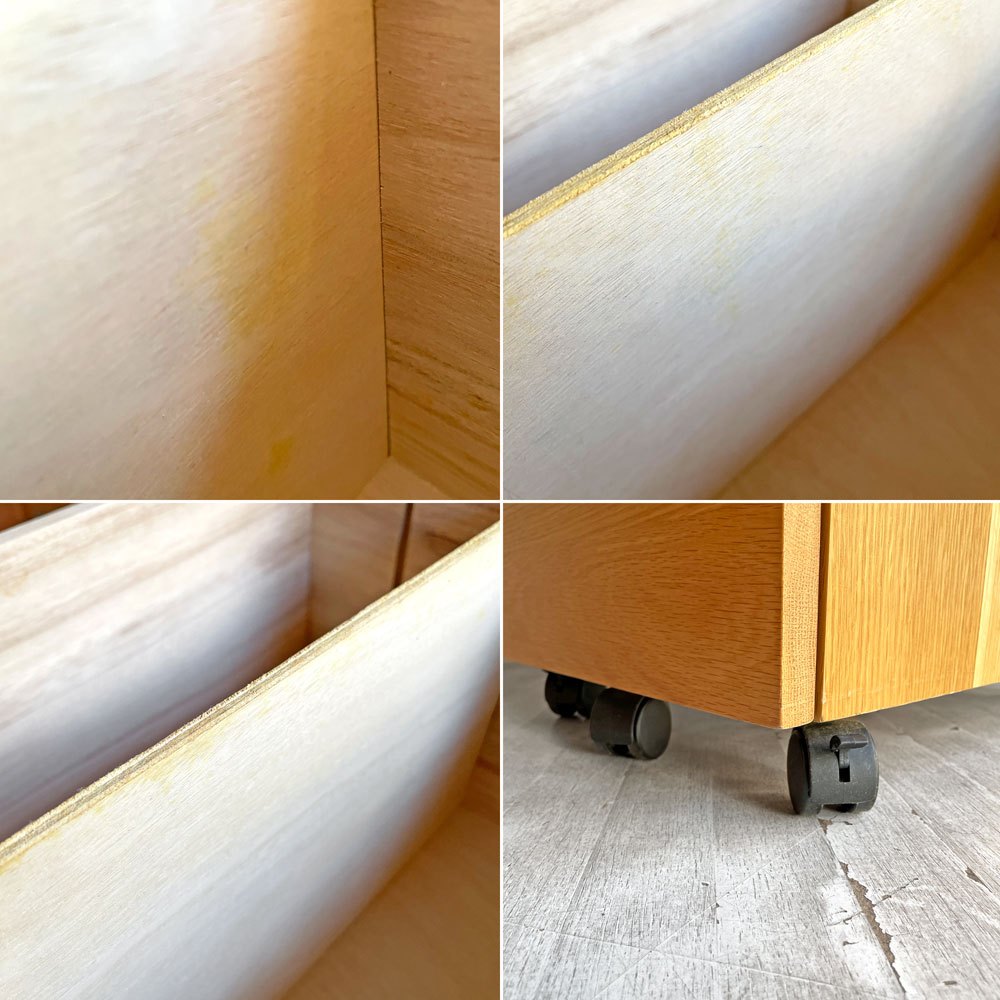 無印良品 MUJI 木製デスクキャビネット オーク材 デスクワゴン ナチュラル キャスター付き 定価¥25,000- ♪