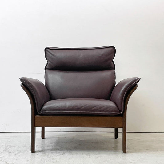 エルポ ERPO ER-01 ソファ ラウンジチェア 本革 ワインレッド ボタン留め クッション モダンデザイン ドイツ ●