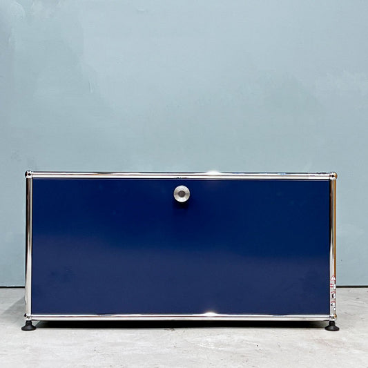 USMハラー USM Haller モジュラーファニチャー ハラーシステム キャビネット スティールブルー ドロップダウンドア 1列1段 フリッツ・ハラー ◎