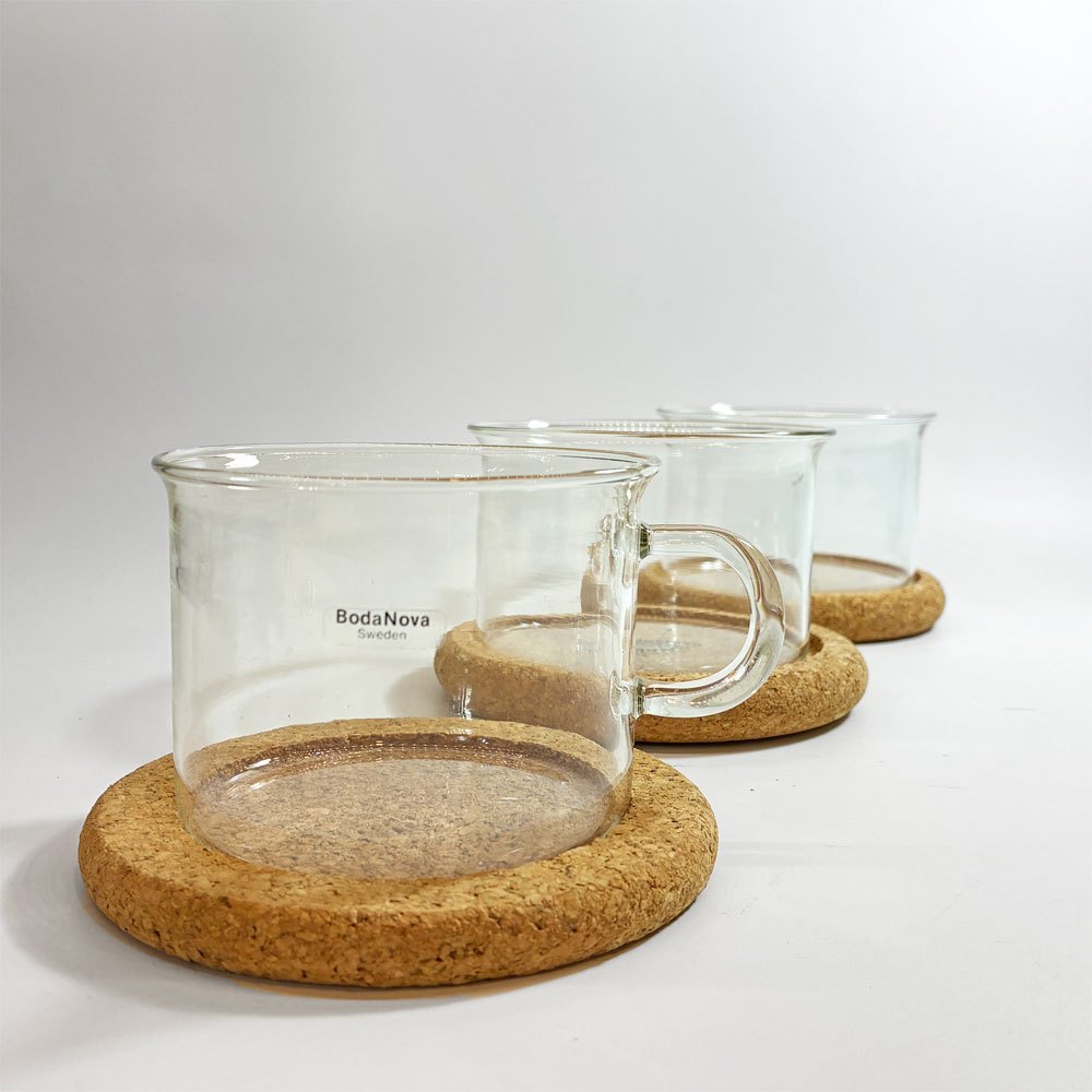 ボダノバ Boda Nova ガラスボウル + コルクマット 耐熱ガラス シグネ・ペーション・メリン Signe Persson Melin 北欧食器 スウェーデン A ★
