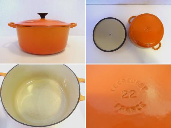 ◇ルクルーゼ LE CREUSET ココット ロンド 22cm オレンジ