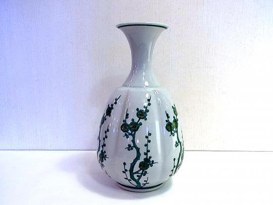 ◇九谷 宮川哲治 色絵梅花文 「瓶」 花瓶 共箱有