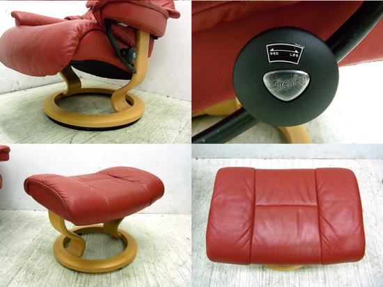 ● Ekornes エコーネス ストレスレス チェア タンパ オットマン付 レッド