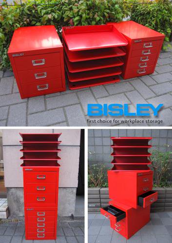 U.K BISLEY ( ビスレー ) ★ " PLUSシリーズ " ★ 『 Letter Rack / レターラック ( 廃番/5段 ) 』 Color: Red