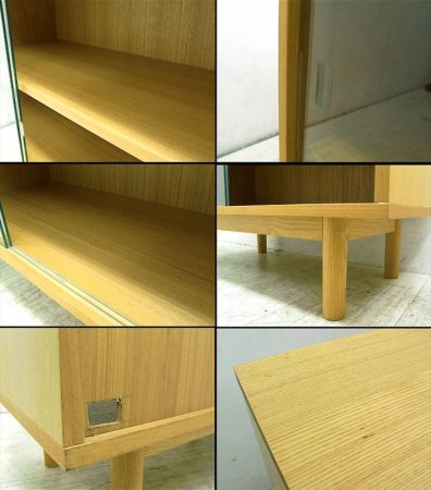 ◇廃盤 MUJI 無印良品 タモ材 ガラスキャビネット 無垢材天板