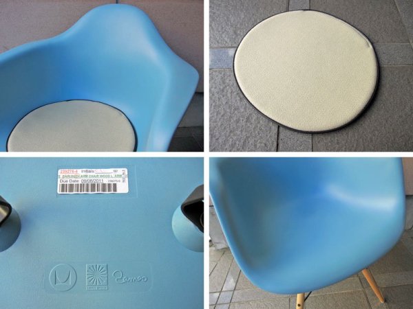 現行・美品 ★ U.S.A Hermanmiller / ハーマンミラー ★ C&R.Eames / イームズデザイン ★ 『 アームシェルチェア ( A.スカイ ) DAW 』 + シートパッド付き