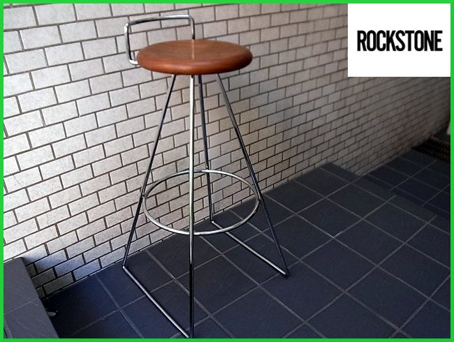 ■ ロックストーン ROCKSTONE KARAS カラス ハイスツール 無垢材座面 ×スチールロッド