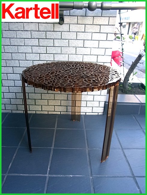 ■ Kartell カルテル T-Table サイドテーブル アンバー色 高50㎝タイプ
