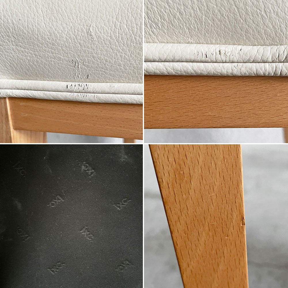 カッシーナイクスシー Cassina ixc. カジノ CASINO ダイニングチェア ビーチ材 レザーシート オフホワイト系 フィリップ・ユーレル Philippe Hurel 廃番 B 〓