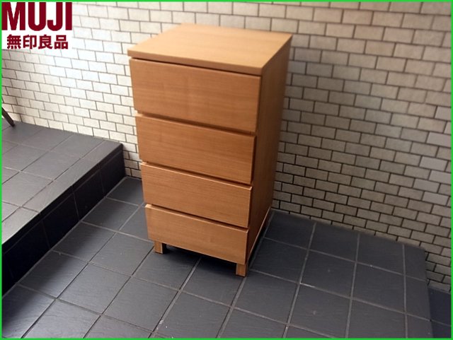 ■ 無印良品 良品計画/MUJI タモ材 スリム4段チェスト ナチュラル