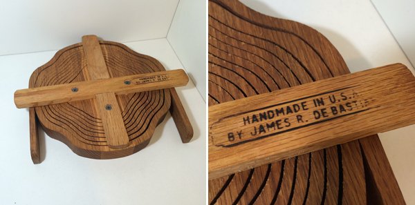 ◎経堂店 MADE IN USA アメリカ製 チーク材 折畳バスケット 鍋敷き