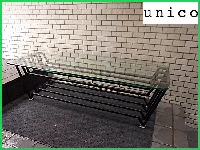 ■ unico 『VAC』Glass Table ウニコ VAC ガラス リビング センター テーブル Lサイズ 幅130?