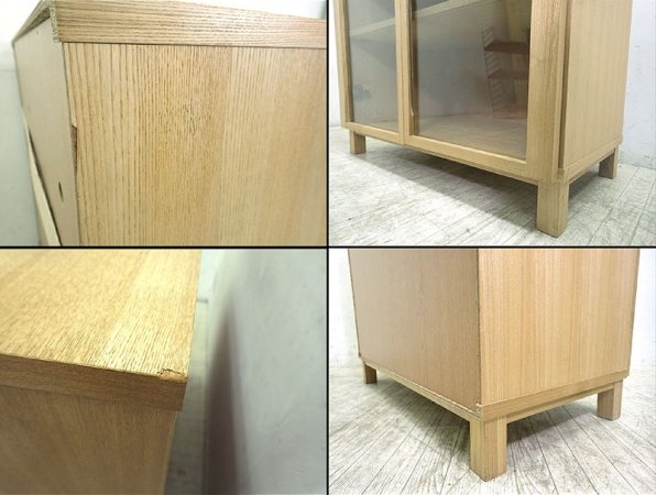 MUJI無印良品 タモ材 組み合わせ木製収納 キャビネット ガラス扉◇