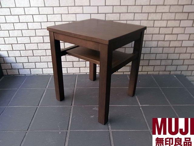 MUJI/無印良品 タモ材 ブラウン サイドテーブル ■