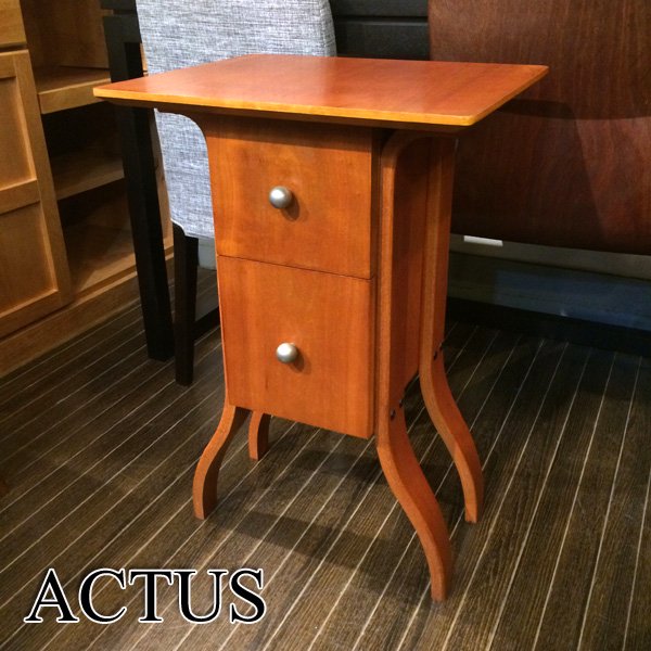 アクタス ACTUS 2段引き出し キャビネット サイドテーブル CDスタンド チェリー材 ◎