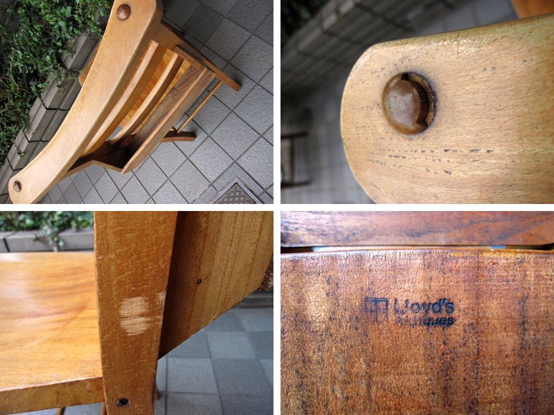 1920~1940’s 英国製ヴィンテージ ★ Lloyd's Antiques / ロイズアンティークス ★ 『 チャーチチェア / 教会椅子 / チャペルチェア 』 ★ 聖書BOX付き