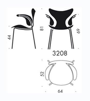 デンマーク ★ Fritz Hansen / フリッツ・ハンセン ★ 展示美品 『 エイトチェア ・ アーム付き ( 3208 / リリー ) 』 ★ 定価 ¥279,000~ ★ ホワイトラッカー