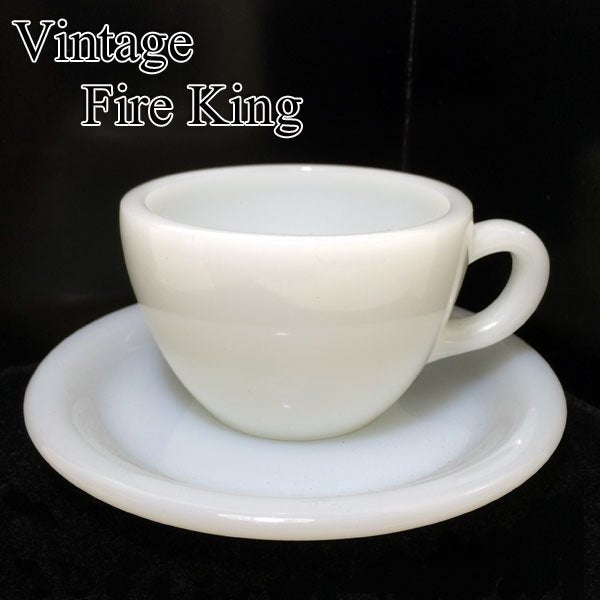 ファイヤーキング FIRE KING レストランウェアシリーズ エクストラ ヘビー カップ&ソーサー C&S ホワイト 希少な激レアカラー ◎