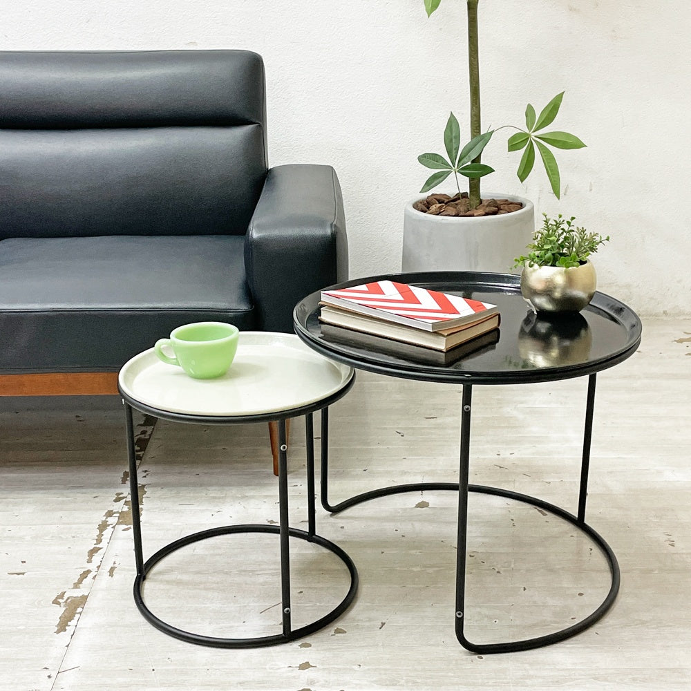 ハモサ HERMOSA キャンブロ CAMBRO ローテーブル ネストテーブル トレーテーブル ブラック × ホワイト ラウンド FRP製 USA製 ミッドセンチュリーデザイン ●