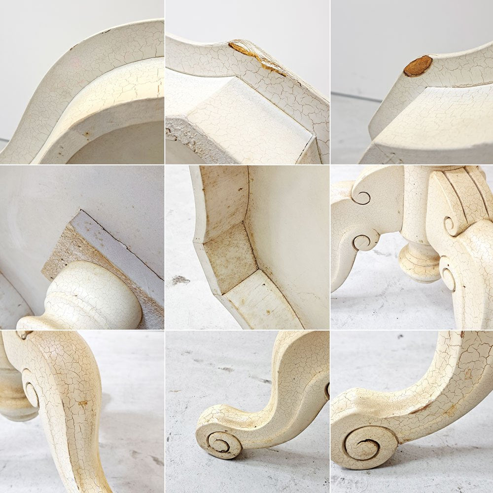 ヨーロピアンクラシカルデザイン European Classical センターテーブル 猫脚 ハンドペイント ボタニカル柄 W55cm ロココ調 イタリア製 ●