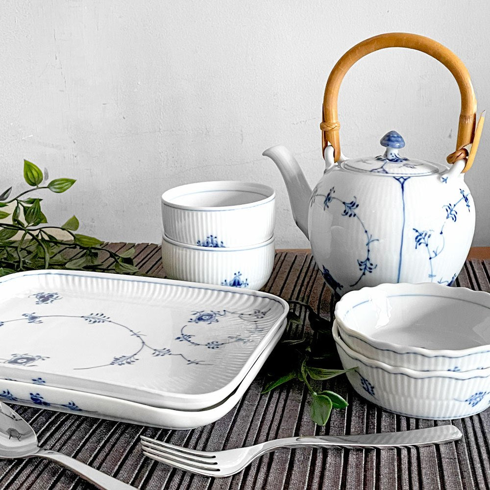 ロイヤルコペンハーゲン ROYAL COPENHAGEN ブルーフルーテッド Blue Fluted ジャパニーズ Japanese スクエアプレート 平皿 角皿 w22cm デンマーク製 北欧 廃番 B ■