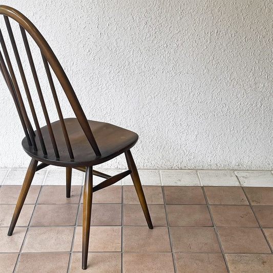 アーコール Ercol クエーカーチェア ダイニングチェア ハイバック オールドコロニアル ブラウン エルム材 × ビーチ材 UKビンテージ 英国家具 ◇