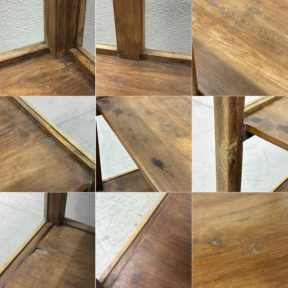 オールドメゾン old maison ガラスx木製 ショーケース 2段 飾り棚 引き戸 収納 ディスプレイ 店舗什器 ビンテージデザイン ●