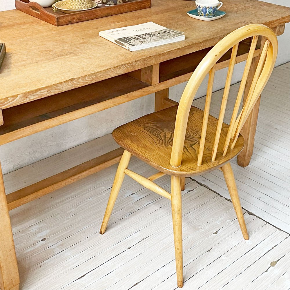 アーコール Ercol フープバックチェア ダイニングチェア スポークバック エルム材 UKビンテージ 英国家具 ★