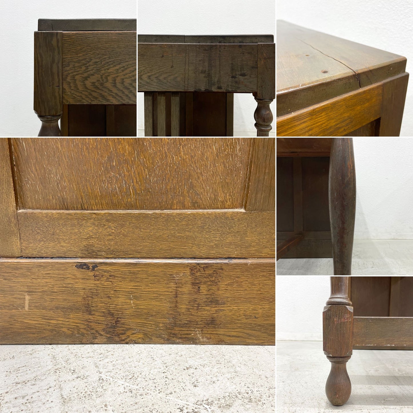 ジャパンビンテージ Japan Vintage 古い木味の片袖机 デスク 抽斗5杯 古家具 レトロ 〓