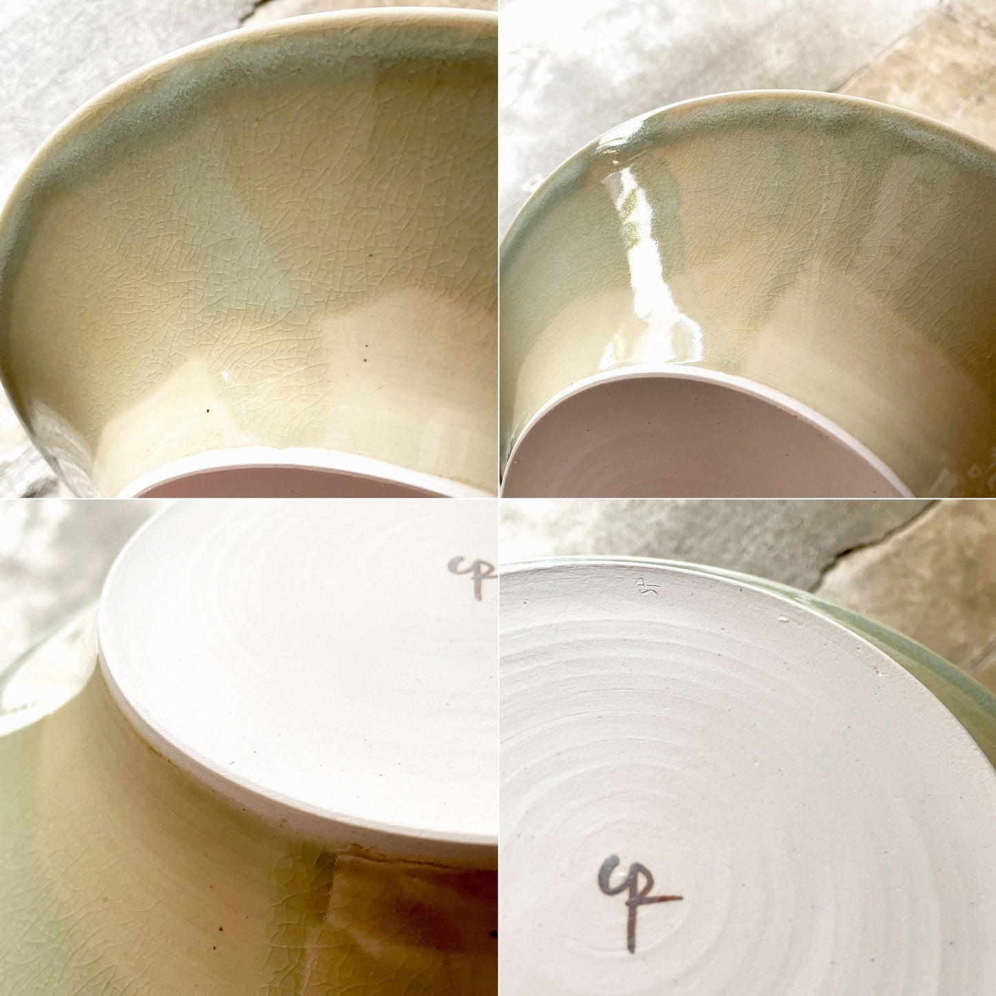 クリスチャンヌ ペロション Christiane Perrochon ポルセラン PORCELAIN 深皿 プレート ボウル グリーンカラー イタリア 陶器 ハンドメイド 現代作家 ■