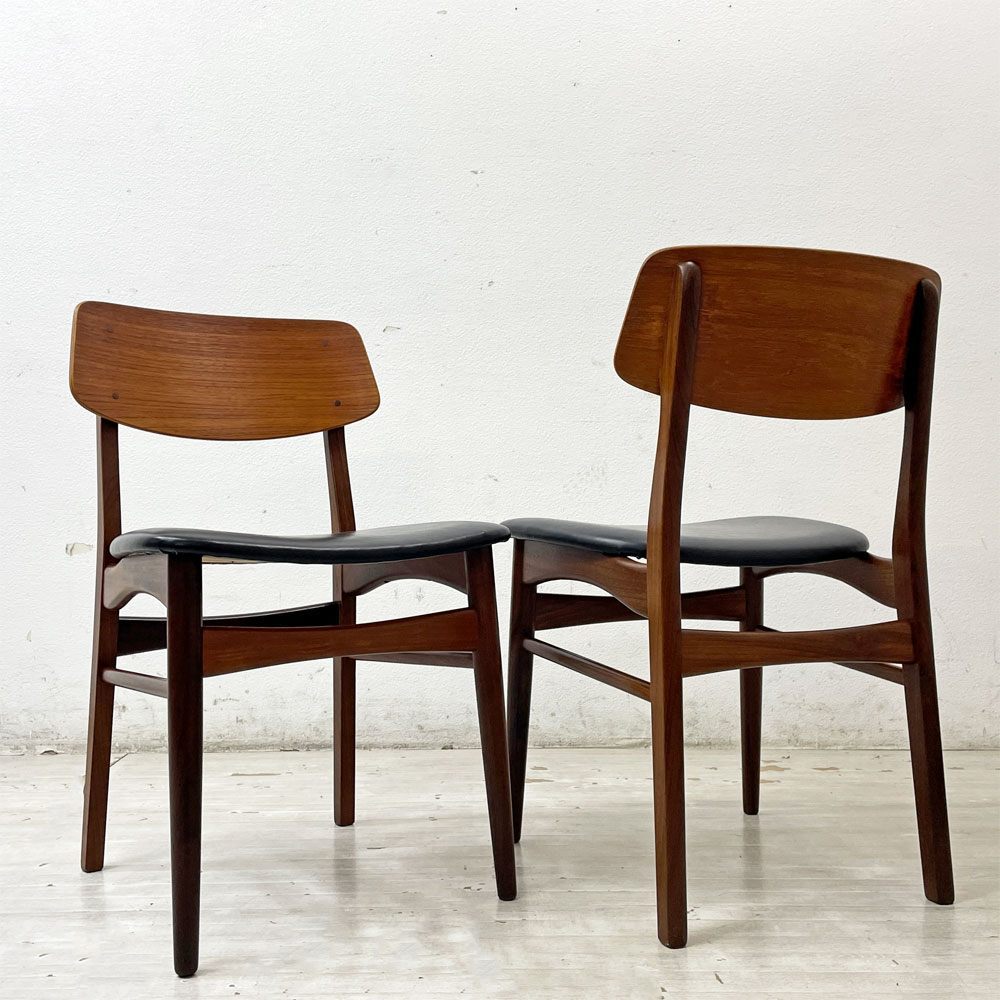 ファーストラップ FARSTRUP Model 208A ダイニングチェア チーク×アフロモシア材 レザー デンマーク ビンテージ 北欧家具 B ●