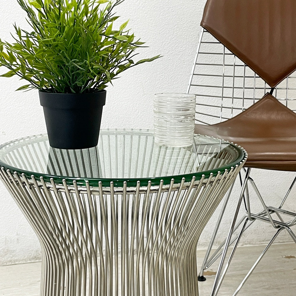 プラットナーサイドテーブル Platner Side Table ガラス天板 サイドテーブル スチール ウォーレン・プラットナー モダンデザイン リプロダクト品 ●