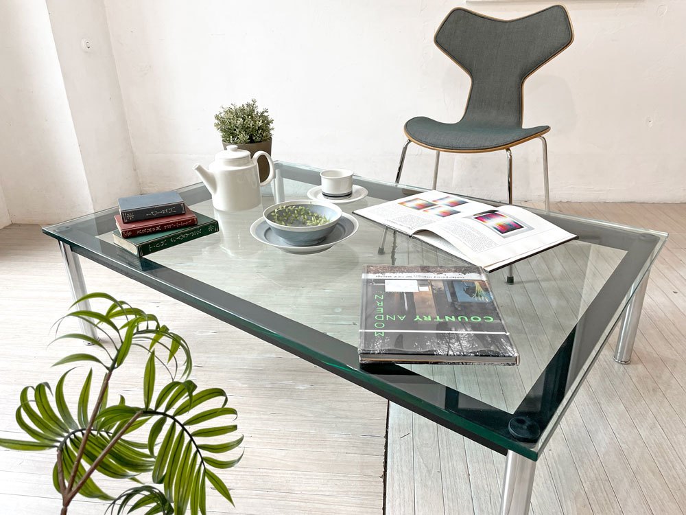 カッシーナ Cassina LC10-P ローテーブル センターテーブル コーヒーテーブル W120cm ガラス ル・コルビジェ シャルロットペリアン ピエールジャンヌレ 定価¥440,000- ★