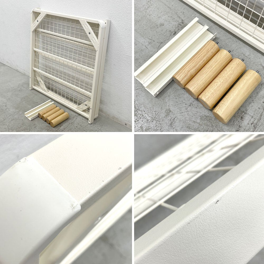 無印良品 MUJI スチールベッドフレーム シングルサイズ 木製脚付き シンプルデザイン B 〓