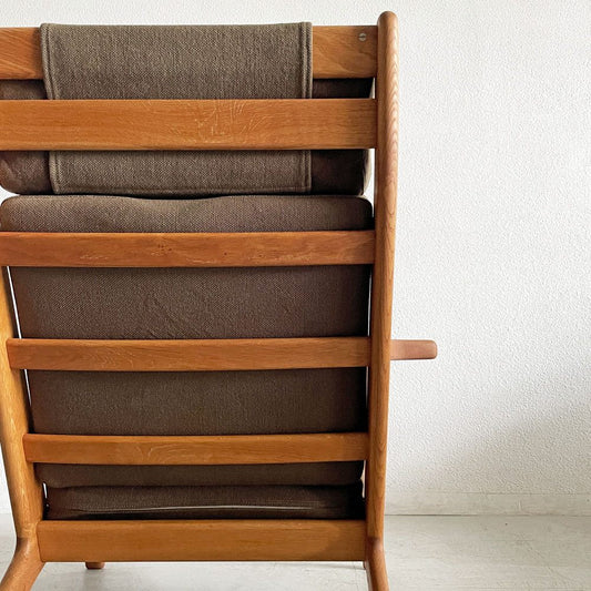 ゲタマ GETAMA GE290A イージーチェア ハイバック 1Pソファ オーク材フレーム オリジナルファブリック ブラウン系 ハンス・J・ウェグナー デンマーク 北欧ビンテージ 〓