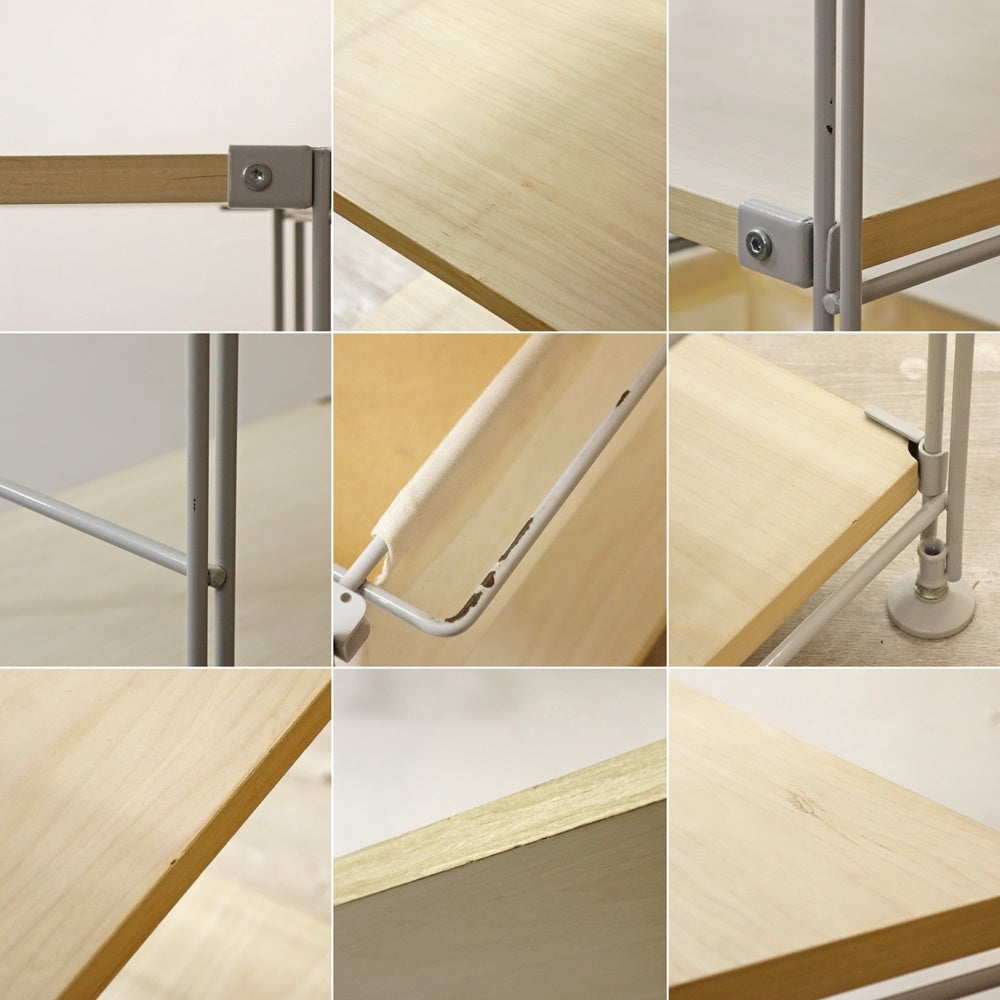 無印良品 MUJI スチールユニットシェルフ オープンシェルフ 5段 W58cm H175㎝ 木製棚板 帆布バスケット ●