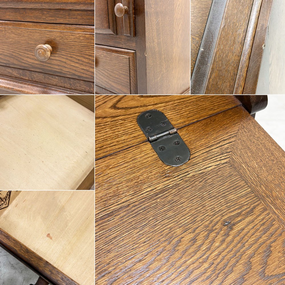 ノックオンウッド Knock on wood ライティングビューロー デスク チェスト 座机 オーク無垢材 戸山家具 横浜クラシック家具 ●
