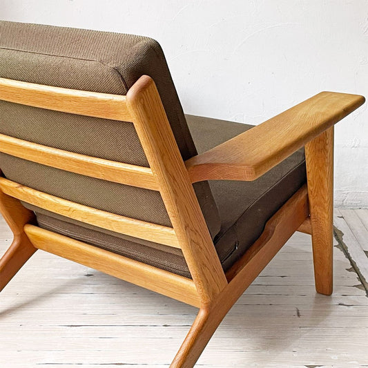 ゲタマ GETAMA ビンテージ GE290 1Pソファ イージーチェア 1人掛け オーク無垢材 カーキ系ファブリック スプリングクッション ハンス・J・ウェグナー 北欧 デンマーク ★