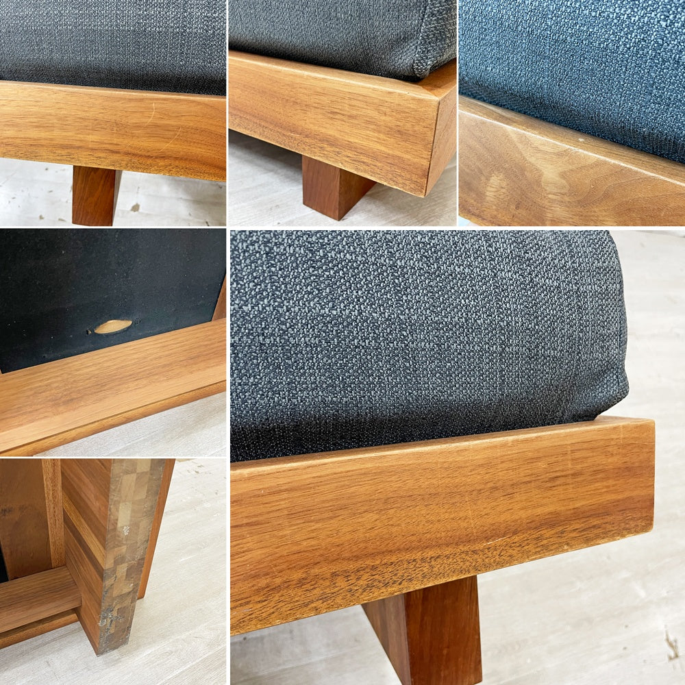 モダンデザイン Modern Design オットマン スツール 70×60cm グレー ファブリック ウォールナット ●