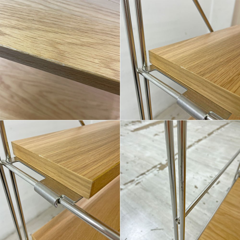 無印良品 MUJI ステンレスユニットシェルフ オーク材 ワイド 棚板5枚 小棚2枚 本棚 飾り棚 収納棚 H175cm ●
