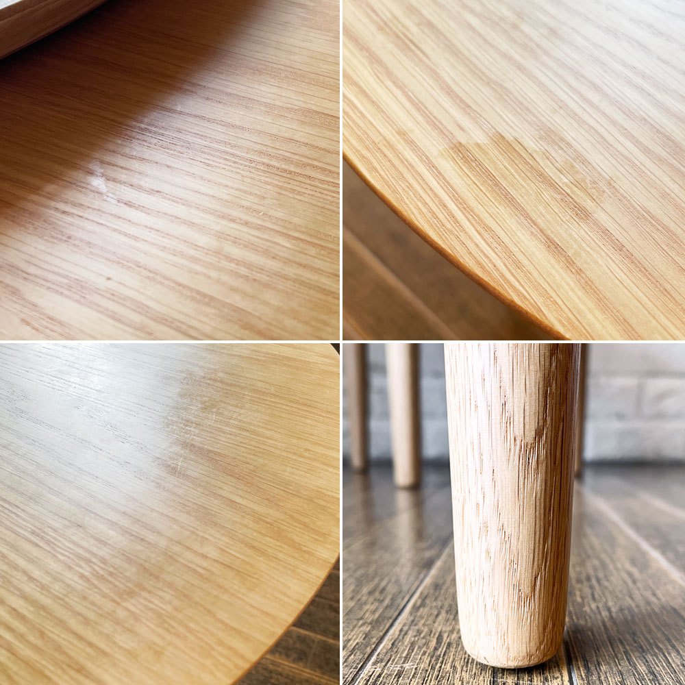 高野木工 TAKANO MOKKOU バルーン BALLOON リビングテーブル 69-2 ホワイトオーク材 2連 ラウンドローテーブル Φ69cm 定価¥75,000- ◎