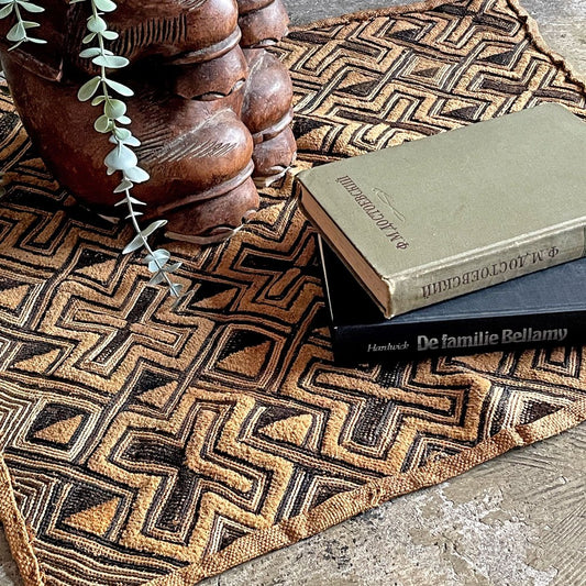 クバクロス Kuba Cloth 民藝布 草ビロード 幾何学模様 56.5×60.5 テキスタイル プリミティブ ■