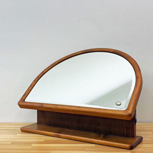 カントリースタイル Country Style ハーフアーチ型 置き型ミラー 木製フレーム 卓上鏡 角度調整可能 シンプルナチュラル ●
