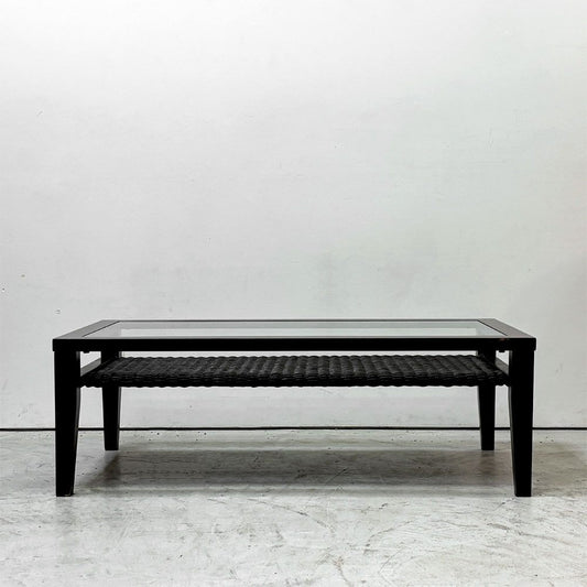 エーフラット a.flat ケイローテーブル KEI low table センターテーブル ガラス天板 ラタン ラバーウッド 定価¥52,360- ●
