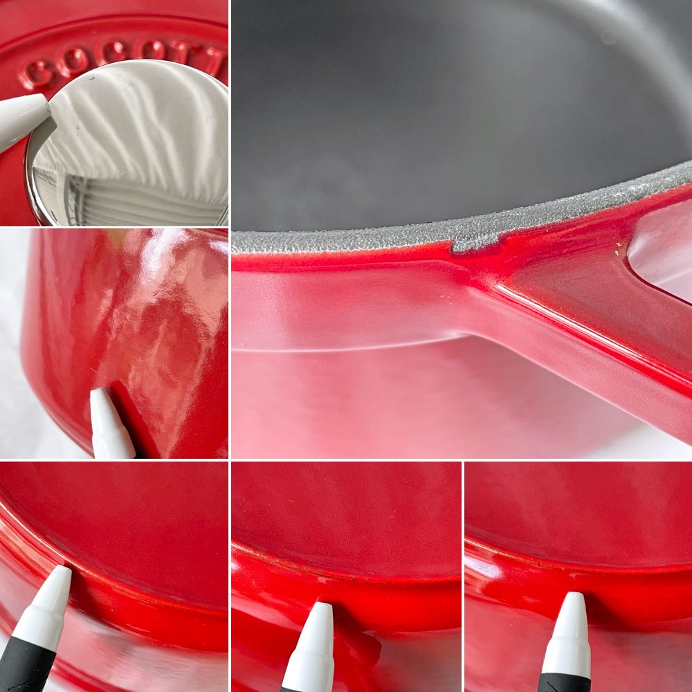 ストウブ Staub ピコ ココット ラウンド 両手鍋 ホーロー鍋 チェリー 20cm IH対応 鋳物 フランス製 定価¥30,800- ◇
