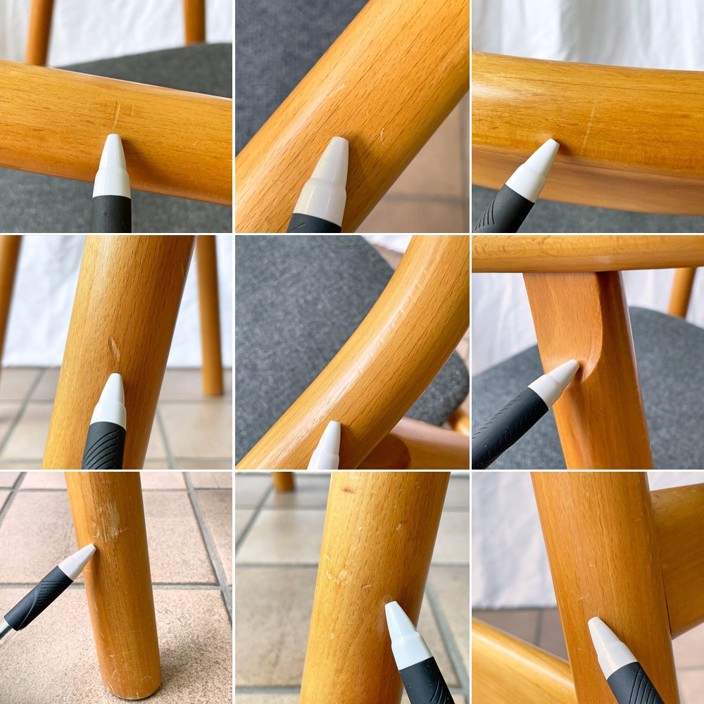 ゲタマ GETAMA GE201 アームチェア ビーチ材 ハンス.J.ウェグナー グレーファブリック 張替済み 北欧家具 ビンテージ Vintage 希少 ◇