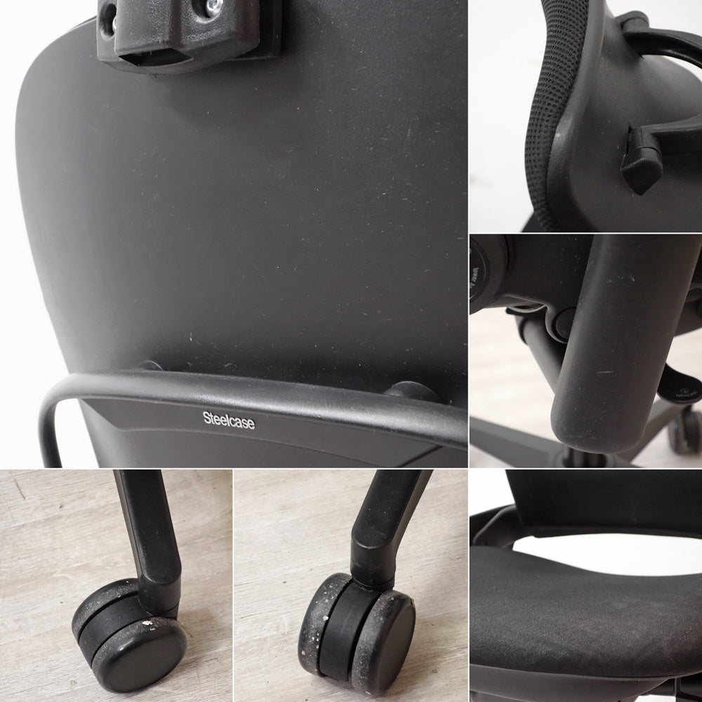 スチールケース Steelcase リープHD Leap HD デスクチェア OAチェア ブラック ヘッドレスト付き エルゴノミクス 現状品 ●